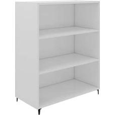 vidaXL Sideboard with 3 Shelves Cupboard Bookcase Standing Shelf Side Cabinet Chest of Drawers Sideboard Shelf High Gloss White 69.5 x 32.5 x 90 cm Wood Material