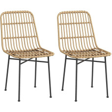 HOMCOM 2 valgomojo kėdžių su atlošu rinkinys su žiurkių išvaizda Virtuvės kėdės Svetainės kėdės Virtuvės valgomojo kėdės iki 120 kg Plieninė geltona