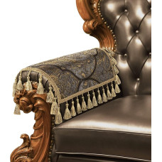Loom and Mill Luxuriöse Jacquard-Sofa-Armlehnenbezüge mit Quasten, klassischer antiker Couch-Armlehnenbezug mit Quasten, rutschfester Möbelschutz für Stuhl, Sofa, Liegestuhl, Couch, Hunde, Haustiere,
