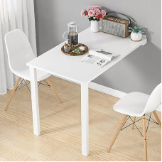 Klappbarer Wandtisch, Klapptisch mit hängender Klappplatte, weiß, Klapptisch, leicht zu falten, ohne Platz zu beanspruchen, geeignet für Wohnzimmer, Esszimmer, Bar, Theke (Größe: 80 x 50 cm)