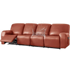 Zeyeo Sesselbezüge Aus PU-Leder, Wasserdichter, Dehnbarer, Rutschfester Sofabezug Für Haustiere(Orange,4 Seater)