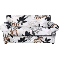 SearchI Stretch-Sofabezug, bedruckt, Blumenmuster, 3-teilig, Zweisitzer-Schonbezug mit 2 separaten Kissenbezügen, waschbarer Möbelschutz für Wohnzimmer (Loveseat, Ahornblattmuster)