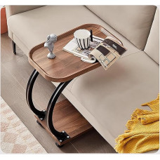 MSFE C formos staliukas su ratukais, siauras C formos staliukas su metaliniu rėmu, modernus mažas kavos užkandžių staliukas svetainei, miegamajam, naktiniam staliukui, 52 x 34 x 60 cm