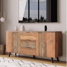 Sweiko Sideboard, TV Cabinet with Adjustable Shelves, Vertical Cabinet Chest of Drawers with Three Drawers, Multifunctional Storage Cabinet for Living Room, Dining Room and Bedroom