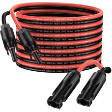 Solar Cable 5 m 4 mm² Solar Panel Extension Cable IP68 Waterproof Adapter Cable with Socket and Plug Connection (5 m Red + 5 m Black)