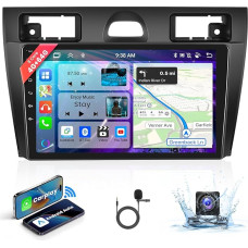 4G + 64G podofo 9 Inch Android Car Radio for Ford Fiesta Mk5 2006-2011 Wireless Carplay Android Car, Android 13 8-Core RDS/FM Radio 2 DIN Bluetooth with Touchscreen GPS Navigation + AHD Reversing