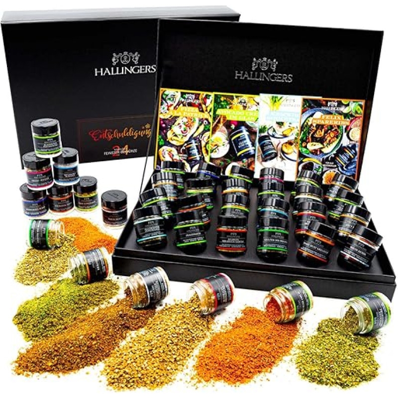 Hallingers Apologies - Spice Gift Set Handmade, 24 Spices from Around the World (Set) - Advent Calendar Novelties & Advent Calendar Filling | Birthday Congratulations New Home Anniversary Friends