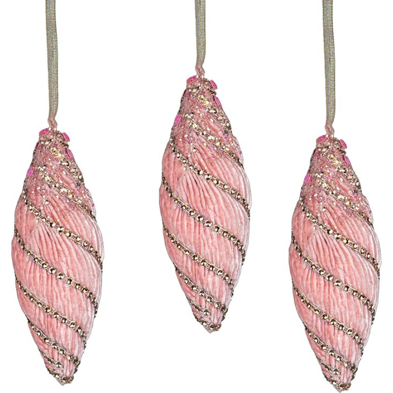 Pack of 3 Baby Pink Nut Balls 15 cm - Christmas Tree Hanging Decorations Festive Decorative Ornaments Fairy Tale Theme Christmas Tree Pendant