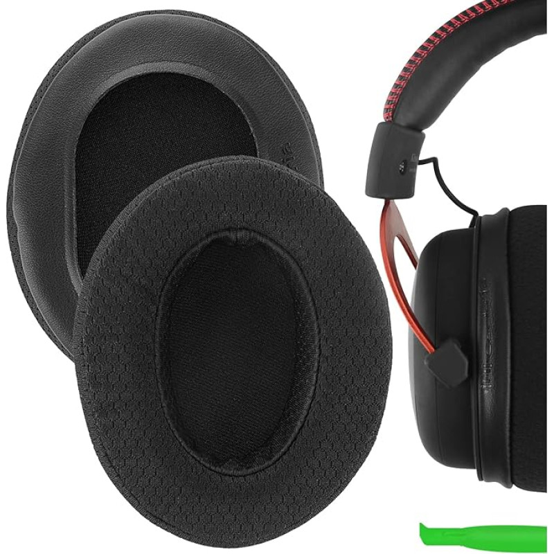 Geekria Comfort Extra Thick Mesh Replacement Ear Pads for HyperX Cloud III, Cloud 3, Cloud II, 2, Alpha, Cloud Flight, Stinger, Revolver S Headphones, Ear Pads, Repair Parts