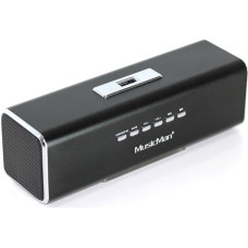 MusicMan MA Soundstation tragbarer Lautsprecher - Stereo-Sound - FM-Radio, MP3-Player, USB, AUX / Line-In, MicroSD-Kartensteckplatz - 6 Stunden Wiedergabezeit - Ideal für unterwegs (Schwarz)