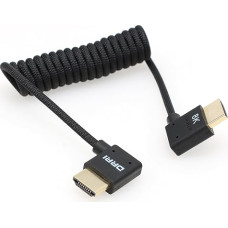 DRRI 8K Left Angle HDMI to Right Angle HDMI 2.1 Ultra High Speed Braided Coiled Cable for Z Cam Camera to Atomos Ninja V / BM5 Monitors