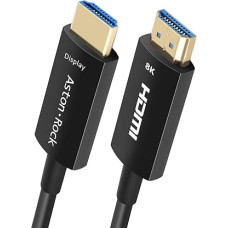 Aston Rock Certified 8K HDMI Cable, 50ft Long Fiber HDMI 2.1 Cable, 48Gbps Bandwidth, Supports HDR HDCP2.3 eARC 8K60Hz, 4K 120Hz, Compatible with PS5, LG C9, RTX 3090/80, Xbox Series