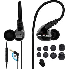 Running Sports Earbud Headphones with Wired Over the Ear In-Ear Headsets Noise Isolation Waterproof Earbuds Improved Bass Stereo Headphones with Microphone and Remote Control