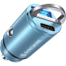 SYNCWIRE 90W Cigarette Lighter USB C & USB Car Adapter [PD 45W & QC 45W] Super Mini Metal Car Charger USBC Quick Charge Compatible with iPhone 15 14 13 12 Pro Max, Google Pixel 7, Samsung, Blue