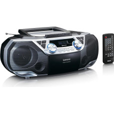 Lenco - Boombox - Bluetooth 5.0 - Toploader CD/MP3 Player - Cassette Deck - FM Radio - USB Port - 2 x 6 Watt RMS - Bass Reflex - Remote Control - Silver SCD-120SI