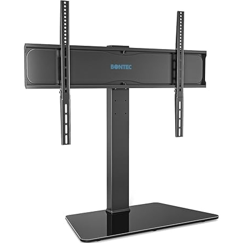 BONTEC TV Stand Swivelling for 42-86 Inch LCD LED OLED Flat & Curved TVs Height Adjustable TV Stand Made of Tempered Glass, Size TV Base, Maximum Load 50 kg, Max. VESA 800 x 600