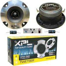 XPL 2 XTW2501 Ultra Slim Tweeters with 100 Watt RMS and 200 Watt Max 10 cm Diameter 4 Inch and 100 dB Sensitivity with Reduced Depth 4.2 cm Per Pair + 2 Capacitors and 3 Free Stickers