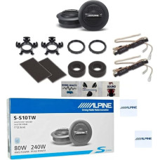 2 Alpine S-S10TW Tweeters of 5.8 cm 58 mm Diameter with 80 Watt RMS and 240 Watt Max Impedance, 6 Ohm Sensitivity, 88 dB Spl for Cars + Free Adaptor Per Pair