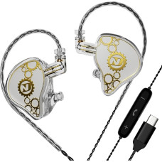 ND Venus 10mm Dual Magnetic Dynamic Driver IEM Headphones HiFi Wired Gaming Earbuds 2 Pin Detachable Cable (with Microphone Crystal