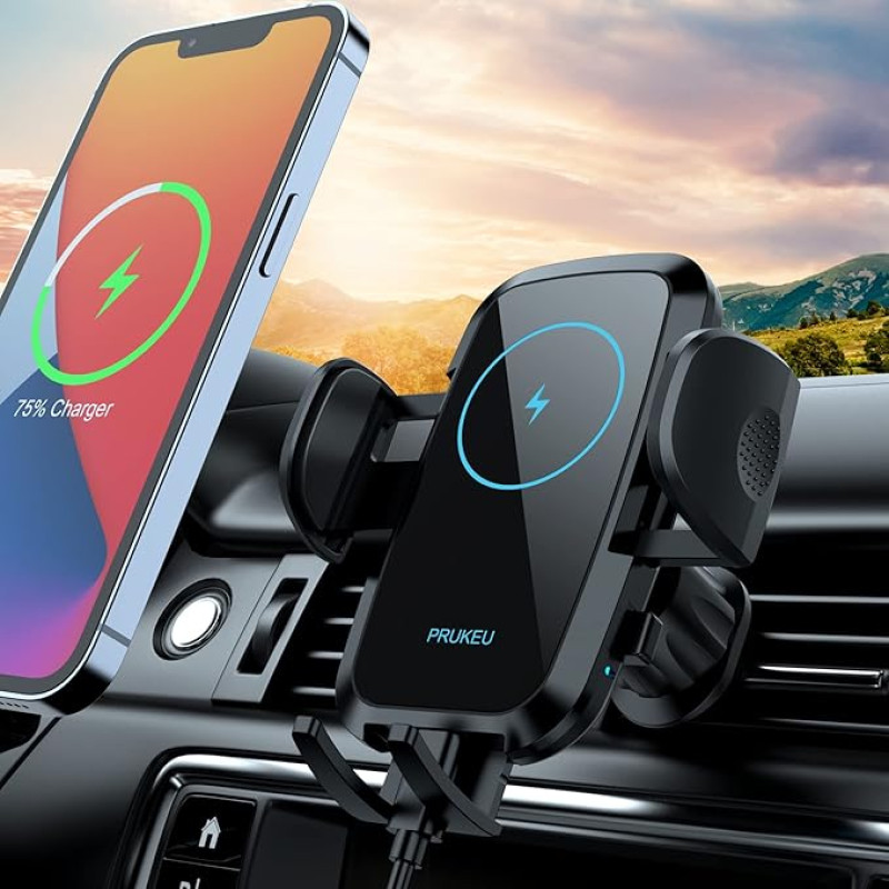 Car Mobile Phone Holder with Charging Function 15 W Qi Charging Station Car Wireless Charger Car Holder for iPhone Galaxy OnePlus Xiaomi etc