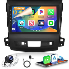 2GB + 64GB Android 13 Car Radio for Mitsubishi Outlander 2/Citroen C-Crosser/Peugeot 4007 Radio Wireless CarPlay Android Car Bluetooth 9 Inch Screen Car Radio with Navigation Reversing Camera