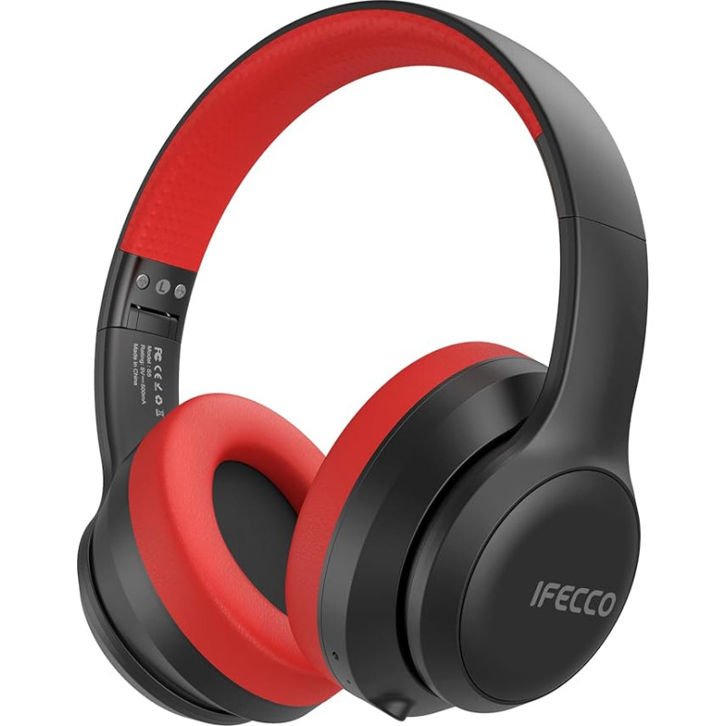 IFECCO Bluetooth Over-Ear Headphones Wireless with Microphone, Foldable HiFi Stereo Wireless Headphones for Travel, Office, Mobile Phone, PC (Black)