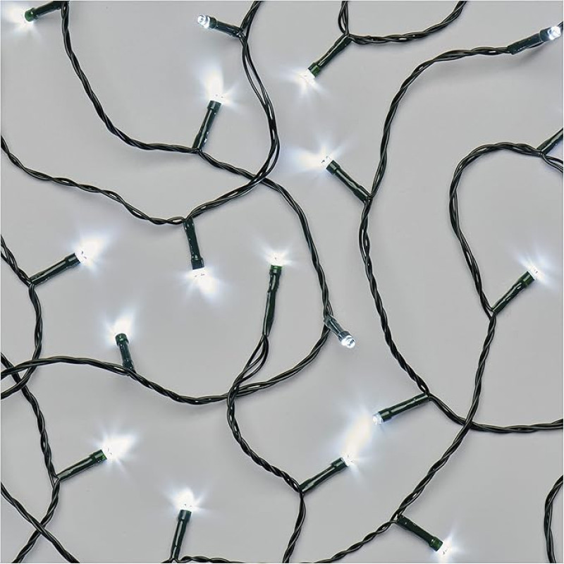 EMOS LED Fairy Lights Cool White for Indoor and Outdoor Use, 12 m Long IP44 Christmas Fairy Lights with 120 LEDs + 5 m Cable and Power Supply, 8 Multifunctional Light Modes, for Party, Christmas, Decoration