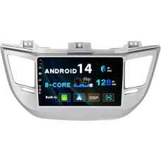 SXAUTO - 6G + 128G - Android 14 IPS Car Radio for Hyundai Tucson (2014-2018) - Built-in Carplay/Android Car/DSP - LED Camera + MIC - DAB Steering Wheel Control Fast Boat 360-CAM WiFi AHD - 2 DIN 9