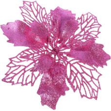 TOYANDONA 12pcs Glitter Artificial Poinsettia Flower Ornaments Decorations Christmas Tree Pendants Christmas Wreath Filling (Pink)