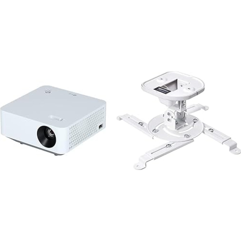 LG Electronics PF510Q Projector with Projection Diagonal up to 304 & Amazon Basics - Tilting Projector Mount for Ceiling/Wall, Load 15 kg, White