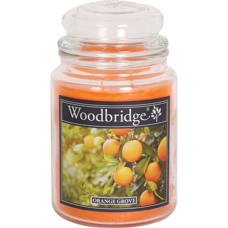 Woodbridge Scented Candle in Glass with Lid | Orange Grove | Scented Candle Orange | Candles Long Burning Time (130 h) | Large Scented Candle | Candles Orange (565 g)