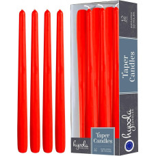 Hyoola Taper Candles - 30 cm Red Drip Free Table Candles - Candles Long Burning Time 10 Hours - Pack of 12