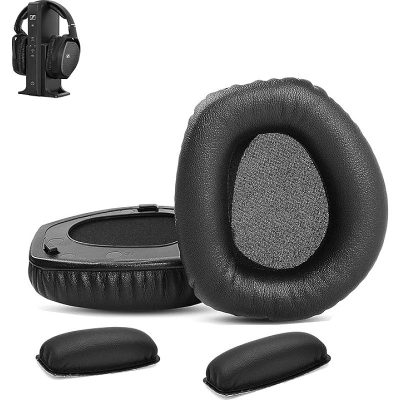 HDR165 Ear Pads & Headband Replacement Compatible with Sennheiser RS165/HDR165, RS175/HDR175, Wireless Headphones Ear Pads + Headband Cushion (Protein Leather/Memory Foam)