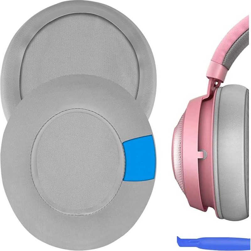 Geekria Sport Cooling Gel Replacement Ear Pads for Razer Kraken Kitty, Nari Ultimate, Nari Essential, Kraken Tournament Edition, Headphones, Headset, Ear Cup Repair (Grey)