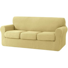 SU SUBRTEX 3 vietų sofos užvalkalas su 3 atskiromis pagalvėlėmis Stretch Sofa Slipcover Replacement Anti-Slip Furniture Protector (sofa, šviesiai geltona)