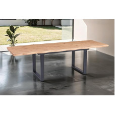 SAM Swan valgomojo stalas 180 x 90 cm, ąžuolinis MDF stalviršis, išplečiamas stalas, išlenktas kraštas, U formos stalo kojos, 