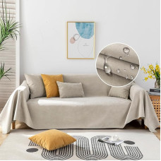 STACYPIK 1 x vandeniui atsparus sofos užvalkalas 3 pagalvėms naminių gyvūnėlių šunų ir kačių baldų apsauga, neslystanti skalbimo mašinoje Velvet Sofa Slipcovers (71 x 134 colių, smėlio spalvos)