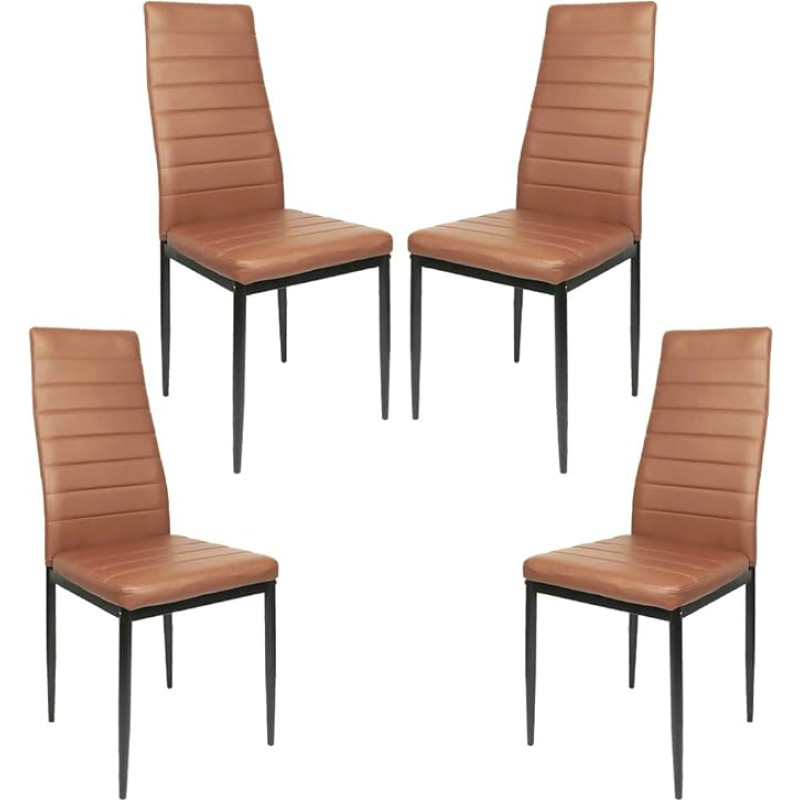 4 pakuotės garsiai dirbtinės odos valgomojo kėdės Minkštos sėdynės ir atlošo valgomojo kėdžių rinkinys SGS patvirtintas 4 dalių (rudos spalvos)