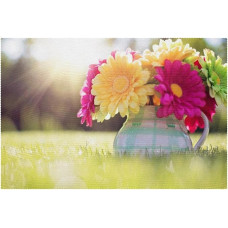 Stoff-Tischsets, waschbare Tischsets für Esstisch, 6er-Set, Vaza Farbige Chrysantheme Sonnenlicht