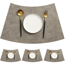 RSRSR Tischset aus Kunstleder, Keil-Tischsets for runde Tische - waschbare, hitzebeständige PU-Tischsets zur Küchendekoration (4er-/6er-/8er-Set) (grau, 4er-Set)(Grey,Set of 4)