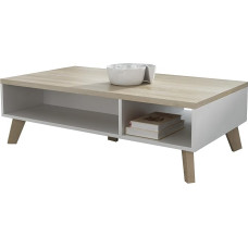 Mirjan24 Lotta II 110 Skandinaviško stiliaus kavos staliukas, sofos staliukas, kavos staliukas, svetainės staliukas (briliantinė balta + Sonoma ąžuolas)