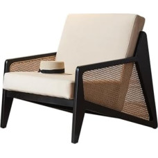 Generisch Rattan Single Seater Sofa Chair for Living Room or Balcony, Black Ash Wood Frame, Comfortable Couch Mattress for Adults