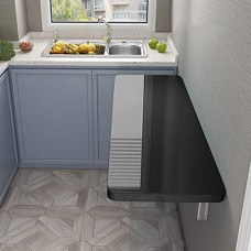 WESTWILD An der Wand montierter Klapptisch für Zuhause, Büro, Waschküche, Küche, multifunktionaler Schreibtisch für Laptop, Schreiben, Essen, platzsparendes Design (schwarz, 90 x 30 cm)