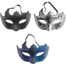 Alnicov 3 Pieces Venetian Masquerade Mask Cosplay Costume Masquerade Mask with Elastic Band for Men and Women