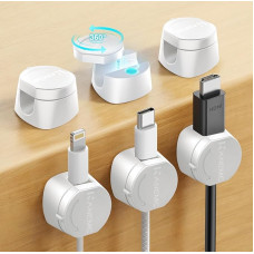 Kanemc Kabelaufräum-Clips, 6 Stück, 360 ° drehbar, magnetisch, Twist-Lock-Kabelmanagement, magnetische Kabel-Clips, selbstklebende Draht-Organizer, Schreibtisch-Ordnungsdraht-Clips für Desktop, Büro