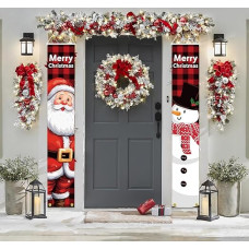 MEHOFOND 30x180cm Kalėdų Banner Backdrop Linksmų Kalėdų Laimingų Naujųjų Metų Kalėdų Senelis ir Sniego Žmogus Pledas Porch ženklai Kabantys Banner Banner Lauko Vidaus Dekoras Couplet Žiemos atostogų