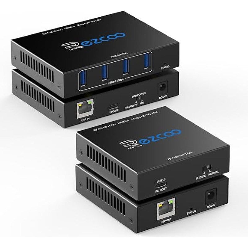 USB 3.0 ilgintuvas 229ft 70m 4 prievadų ilgintuvas per Cat5e Cat6 RJ45 LAN plėtinį POE 5V Mažas energijos suvartojimas USB ilgintuvas Ethernet Darbas Sinchronizavimas Windows MacOS Android Linux Nėra tvarkyklės