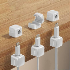 GBTUPOKW Magnetiniai kabelių valdymo įtaisai, patogūs kabeliu tvarkytuvai, stark klebend, Schreibtisch-Kabel-Organizer, USB-Kabel-Manager, Halter für Nachttisch, Büro, 6 Stück, Weiß