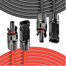 2 x 3 m, 1/2/3/5/8/10/15/20/30 m, 4mm²/12AWG, 1500 V, fotovoltinis kabelis su kištuku, atsparus vandeniui IP68, skirtas saulės sistemoms, fotovoltiniams saulės kolektoriams, montavimui