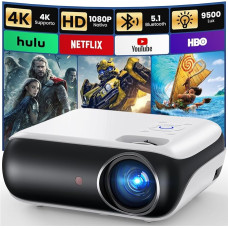 HAPPRUN H1 Full HD Beamer mit Bluetooth - Native 1080P Tragbarer Outdoor Heimkino Projektor mit Lautsprecher, Kompatibel mit Smartphone, HDMI, USB, AV, Fire Stick, PS5 für Heimkino, Schlafzimmer